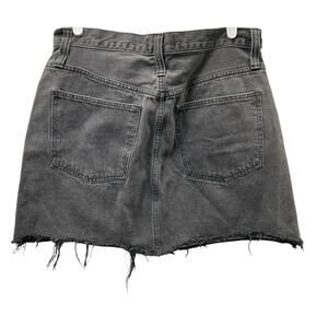 Madewell Stretch Denim Straight Mini Skirt Black Lunar Wash Step-Hem Size 30